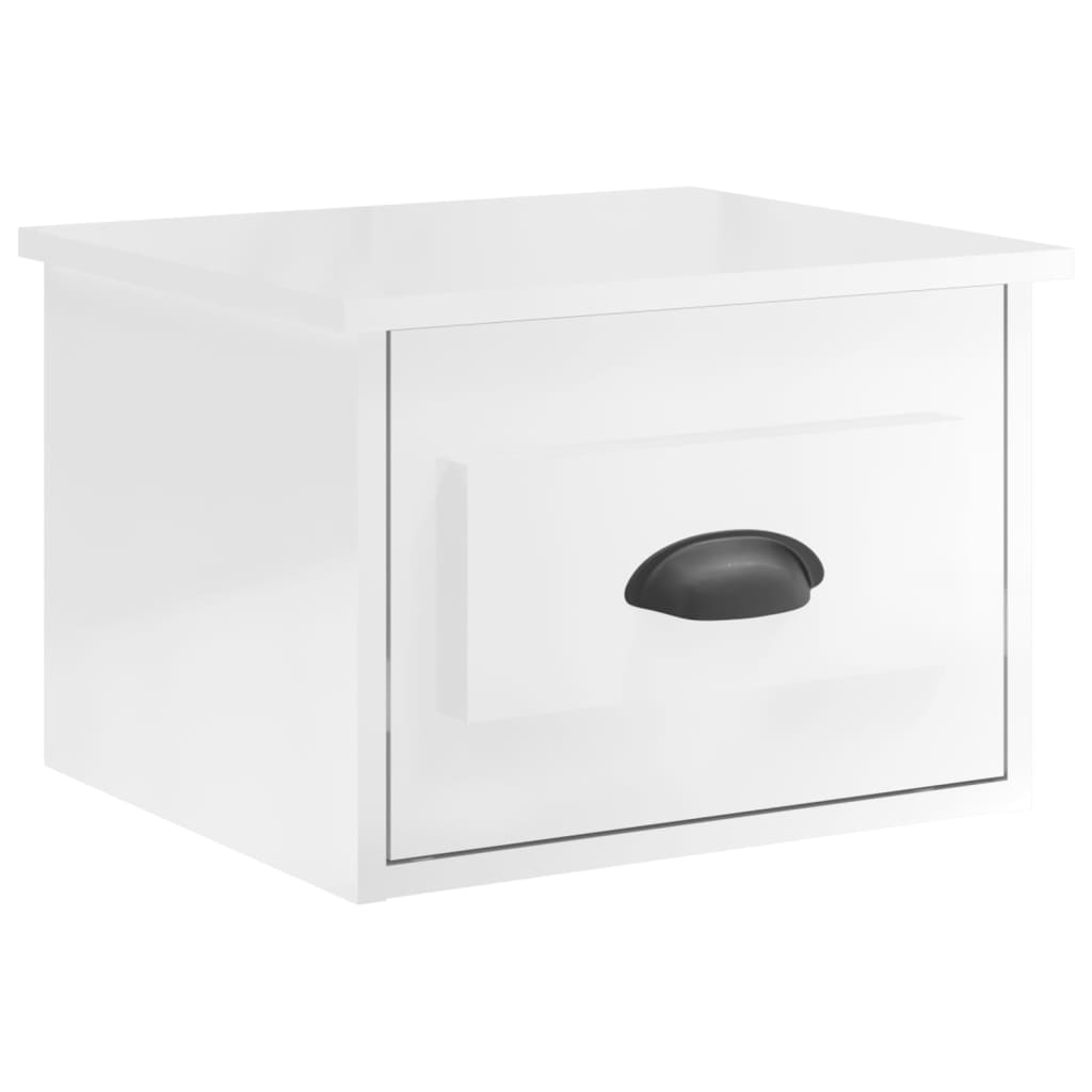 vidaXL Wall-mounted Bedside Cabinets 2 pcs High Gloss White 41.5x36x28cm