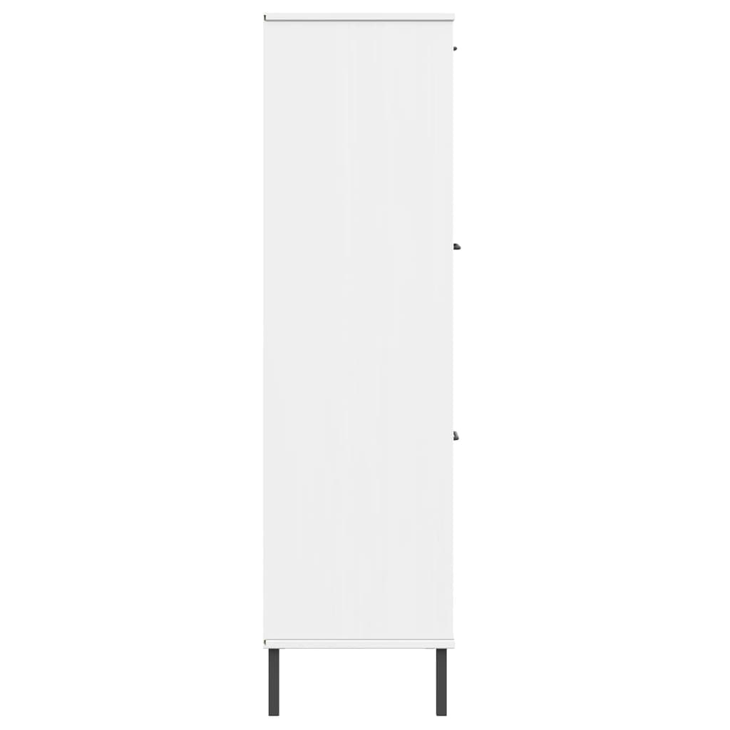 vidaXL Bookcase with Metal Legs White 90x35x128.5 cm Solid Wood OSLO