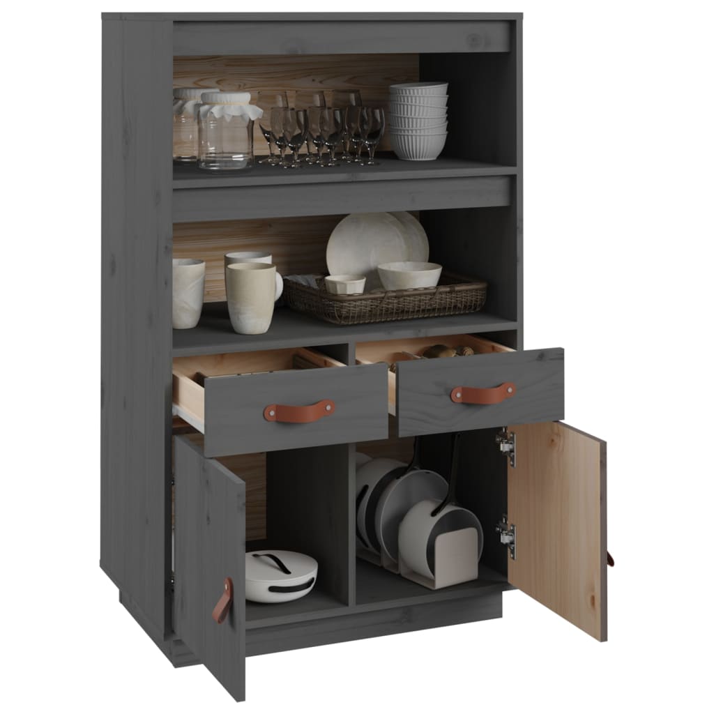 vidaXL Highboard Grey 67x40x108.5 cm Solid Wood Pine