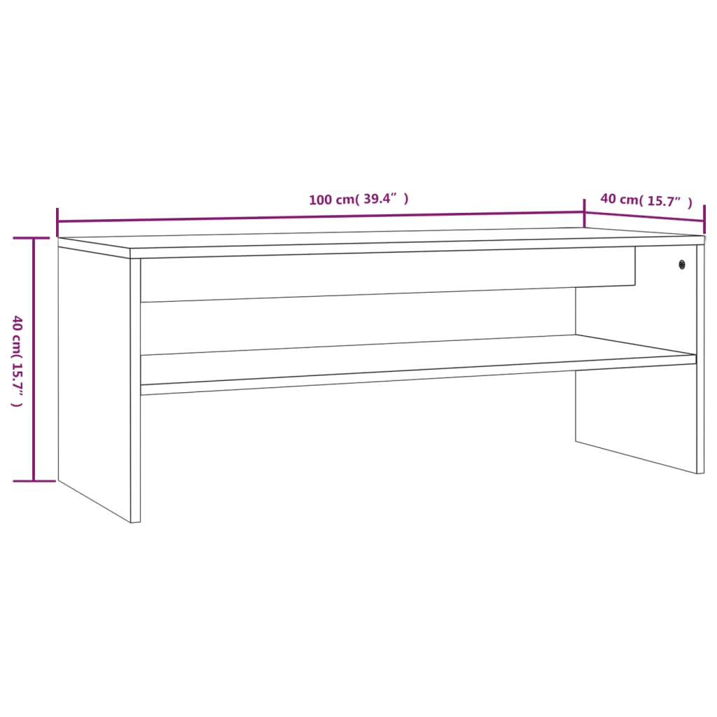 vidaXL Coffee Table Smoked Oak 100x40x40 cm Engineered Wood