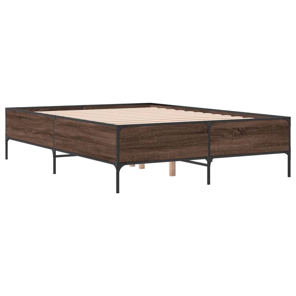 vidaXL Bed Frame without Mattress Brown Oak 150x200 cm King Size