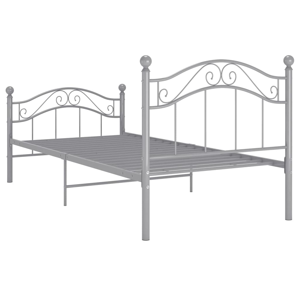 vidaXL Bed Frame without Mattress Grey Metal 90x200 cm