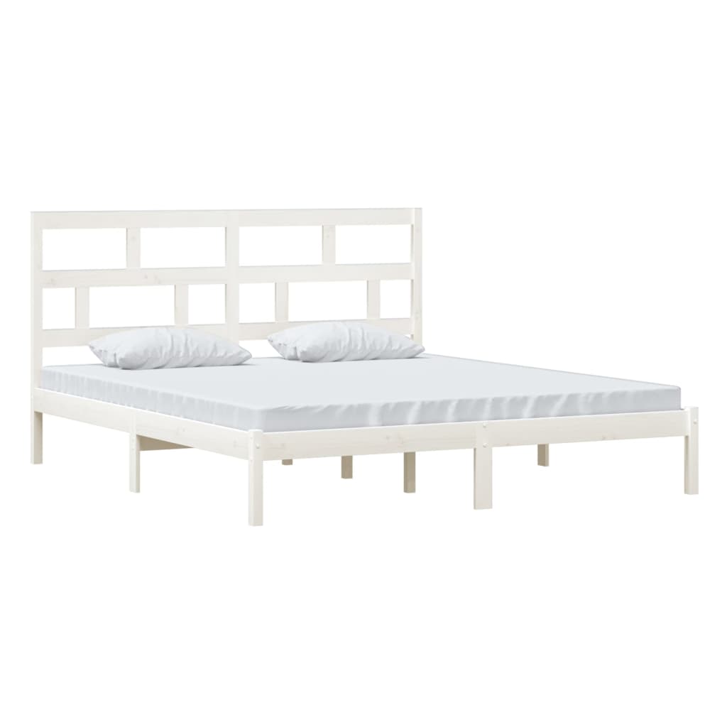 vidaXL Bed Frame without Mattress White Super King Solid Wood