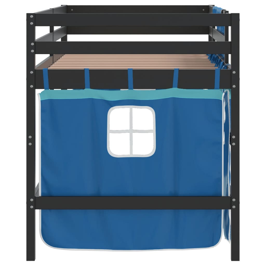 vidaXL Kids' Loft Bed with Curtains without Mattress Blue 90x190 cm Single