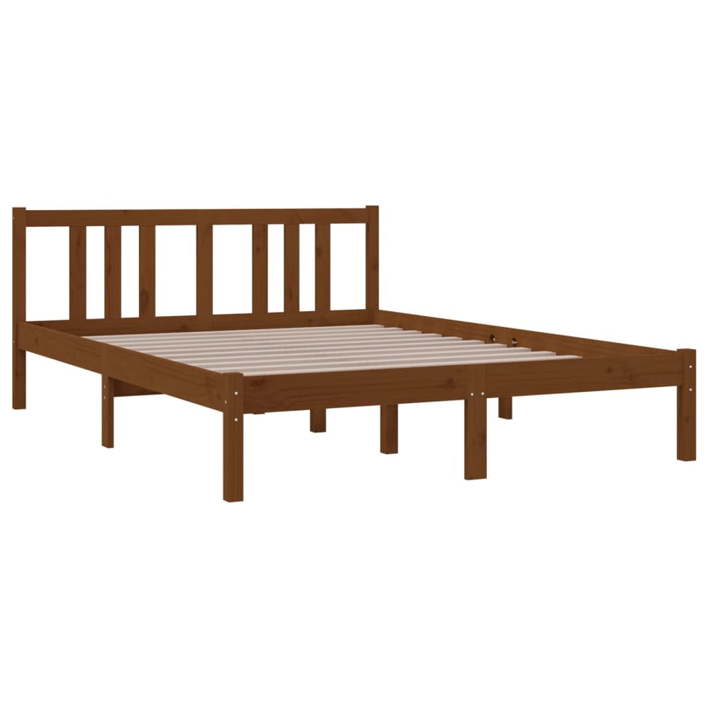 vidaXL Bed Frame without Mattress Honey Brown Solid Wood 135x190 cm Double