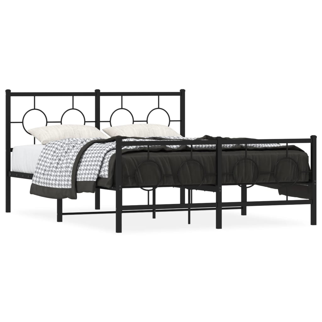 vidaXL Metal Bed Frame without Mattress with Footboard Black 140x200 cm