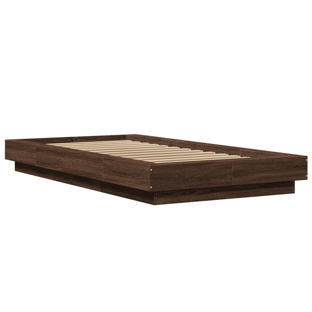 vidaXL Bed Frame without Mattress Brown Oak 75x190 cm Small Single