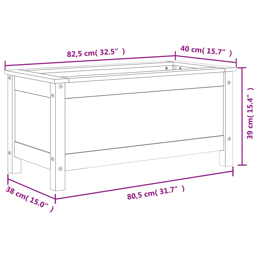 vidaXL Garden Planter Grey 82.5x40x39 cm Solid Wood Pine