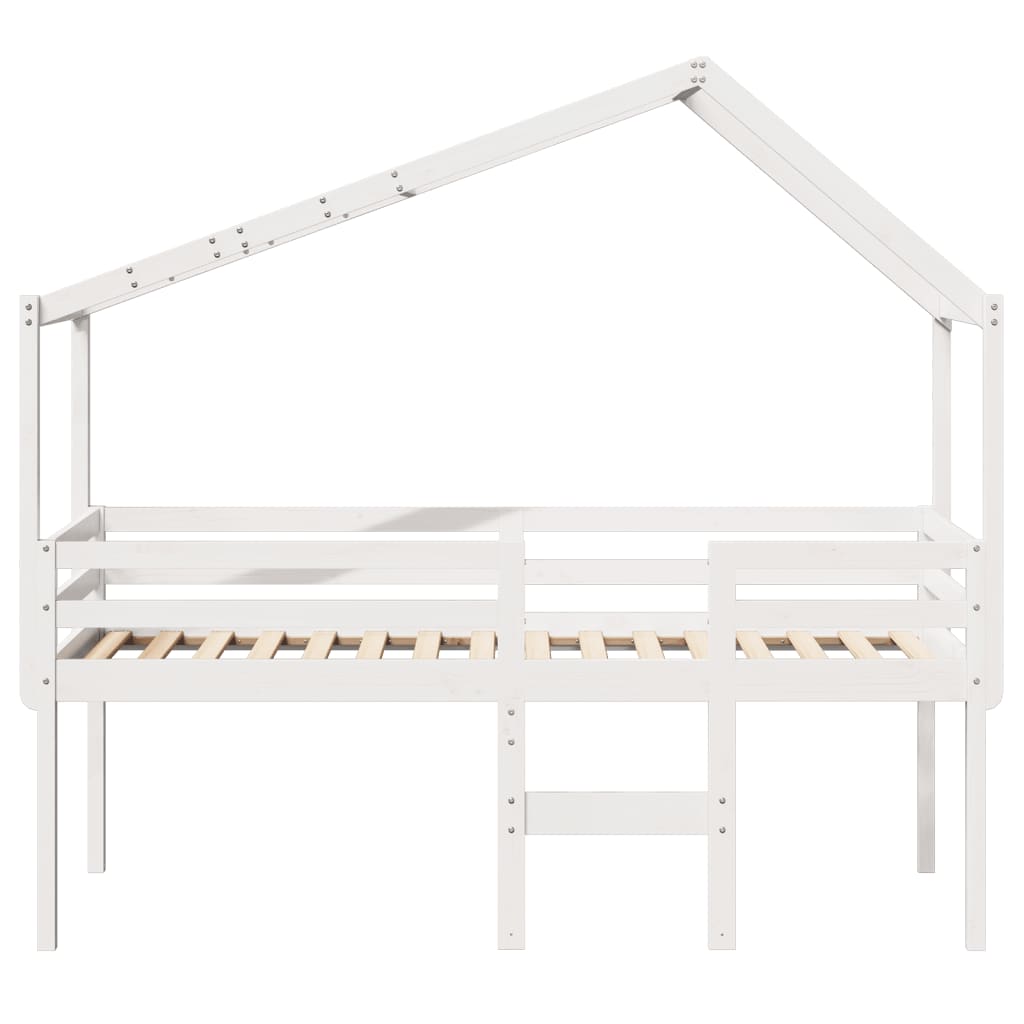 vidaXL High Sleeper Bed without Mattress White 75x190 cm Small Single Solid Wood Pine