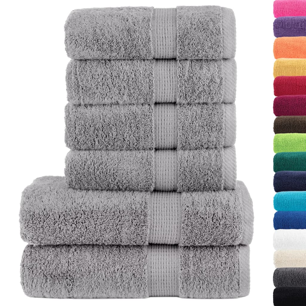 vidaXL 6 Piece Premium Towel Set SOLUND Grey 600 gsm