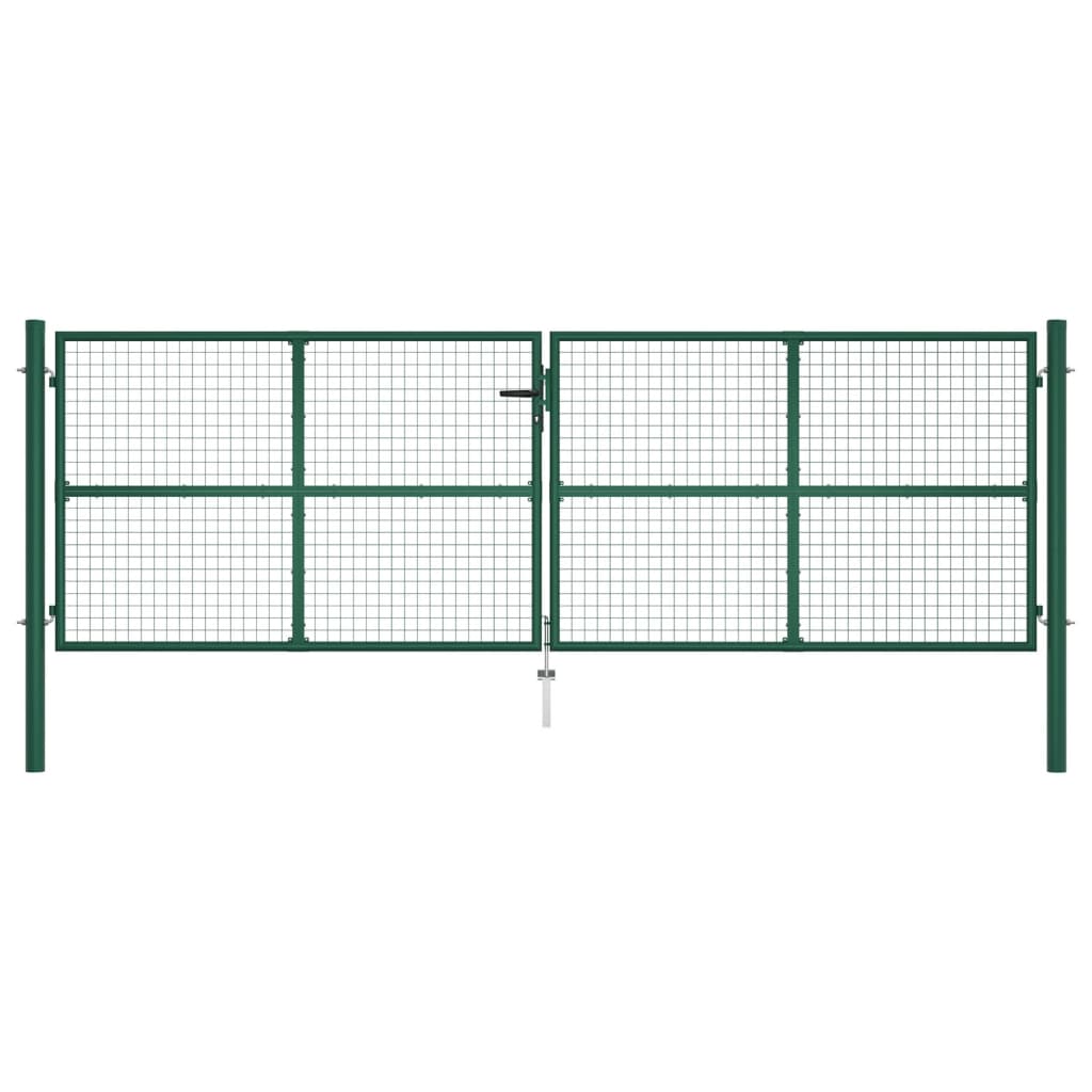 vidaXL Mesh Garden Gate Steel 390x125 cm Green