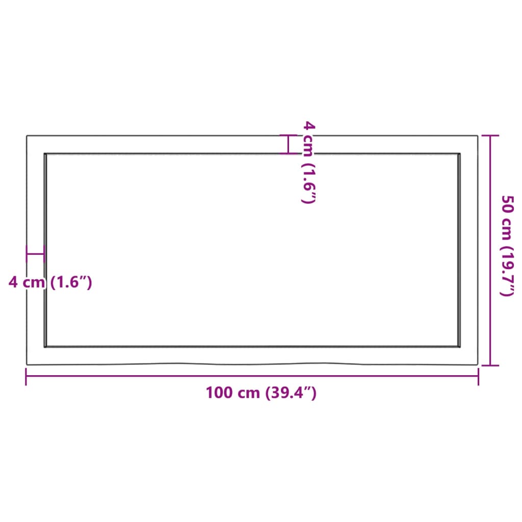 vidaXL Bathroom Countertop Dark Brown 100x50x(2-4) cm Treated Solid Wood