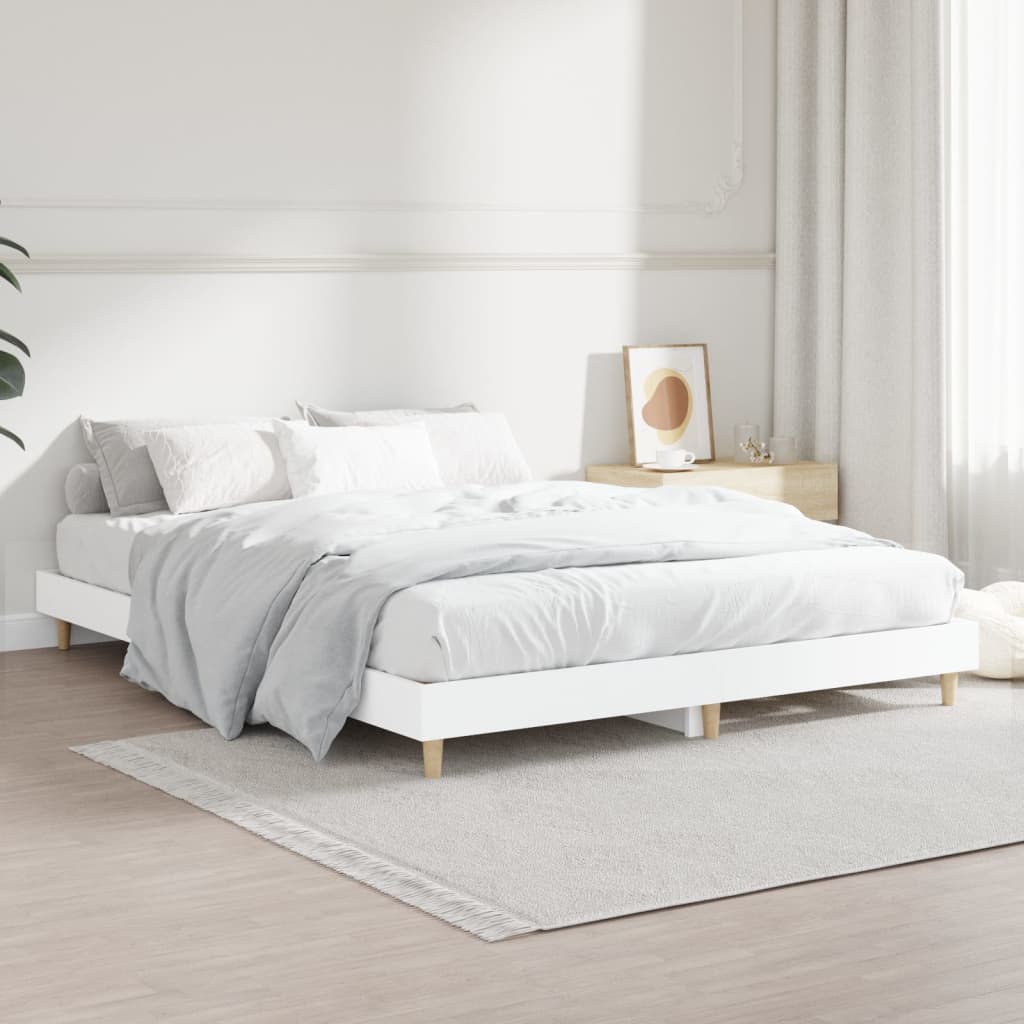 vidaXL Bed Frame without Mattress White 140x190 cm Engineered Wood