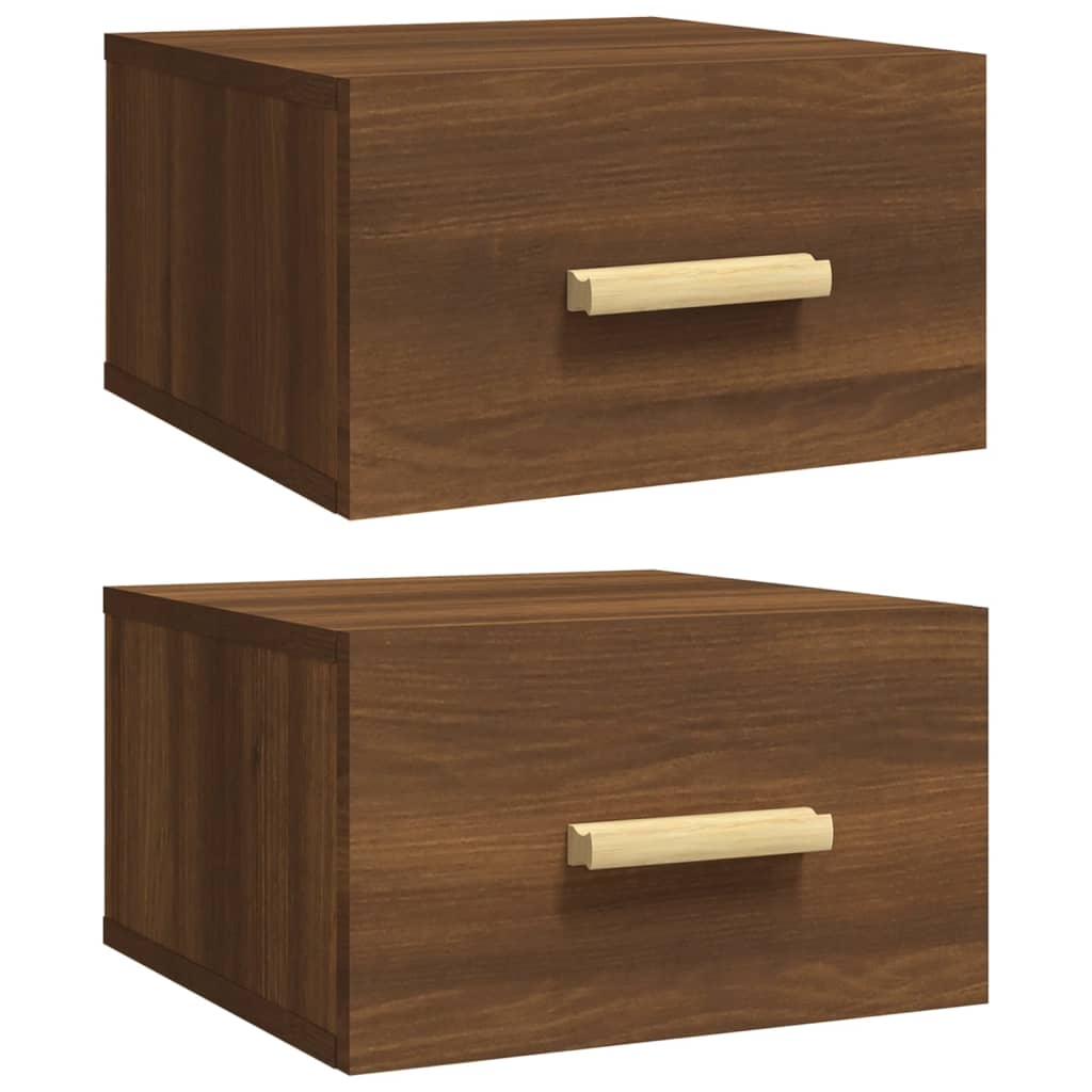 vidaXL Wall-mounted Bedside Cabinets 2 pcs Brown Oak 35x35x20 cm