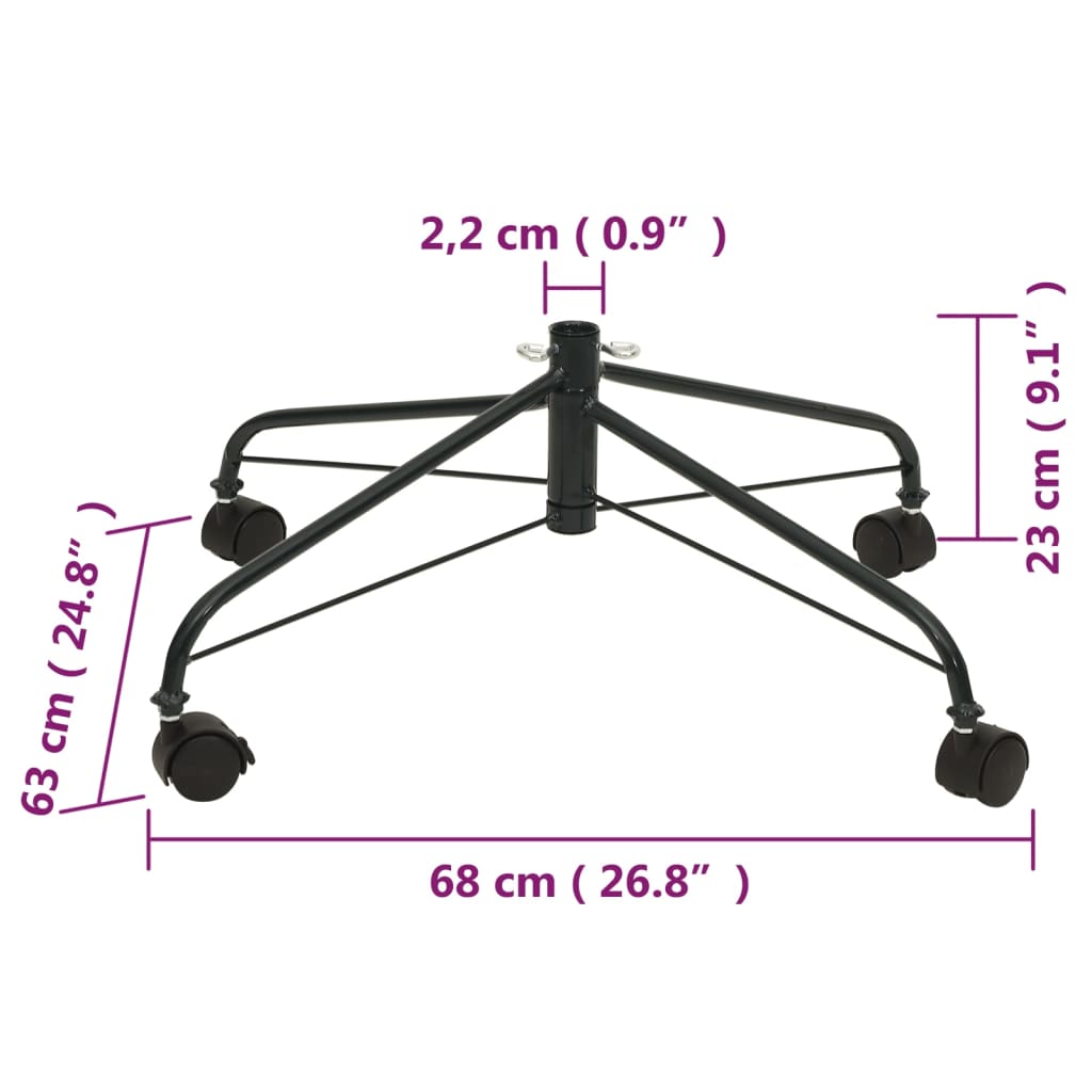 vidaXL Christmas Tree Stand with Wheels 68x63x23 cm