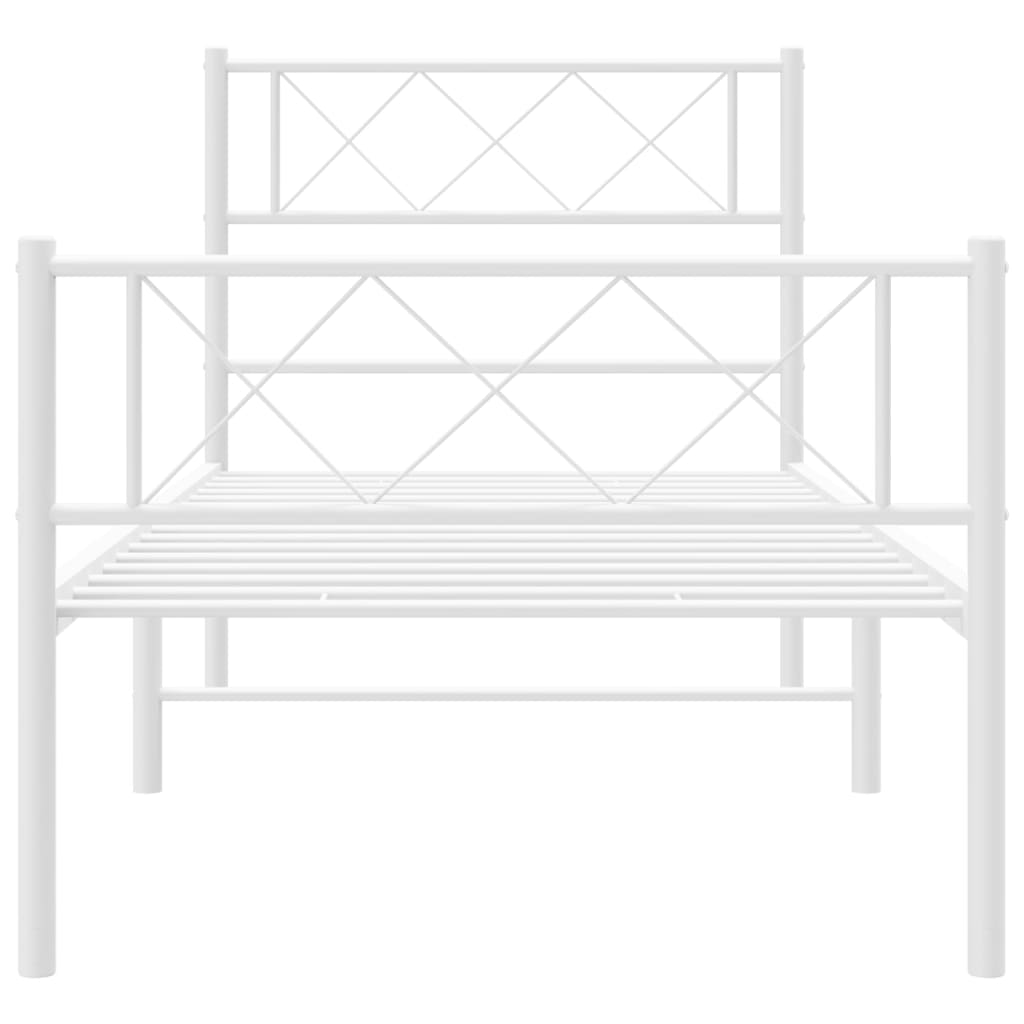 vidaXL Metal Bed Frame without Mattress with Footboard White 100x190 cm