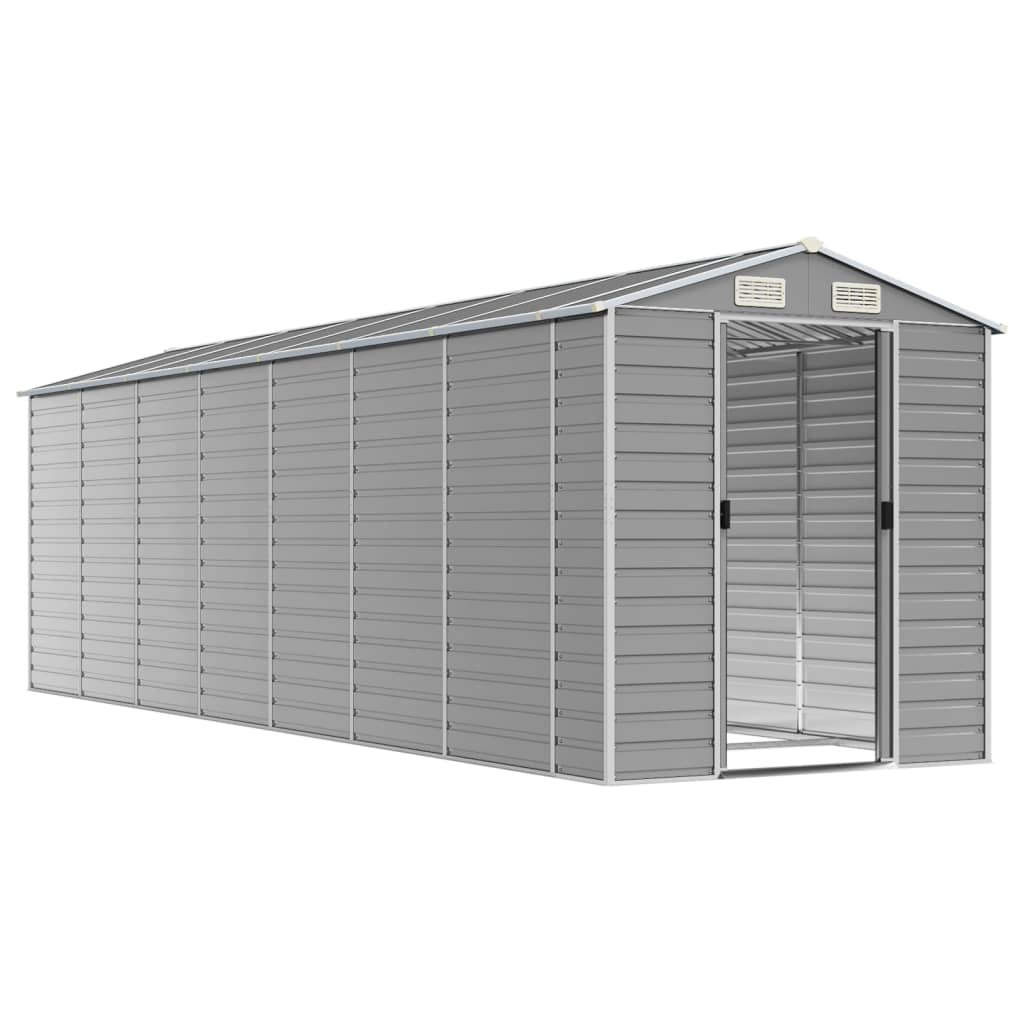 vidaXL Garden Shed Light Grey 191x640x198 cm Galvanised Steel