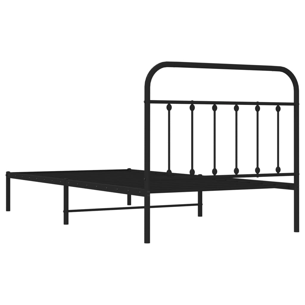 vidaXL Metal Bed Frame without Mattress with Headboard Black 100x200 cm