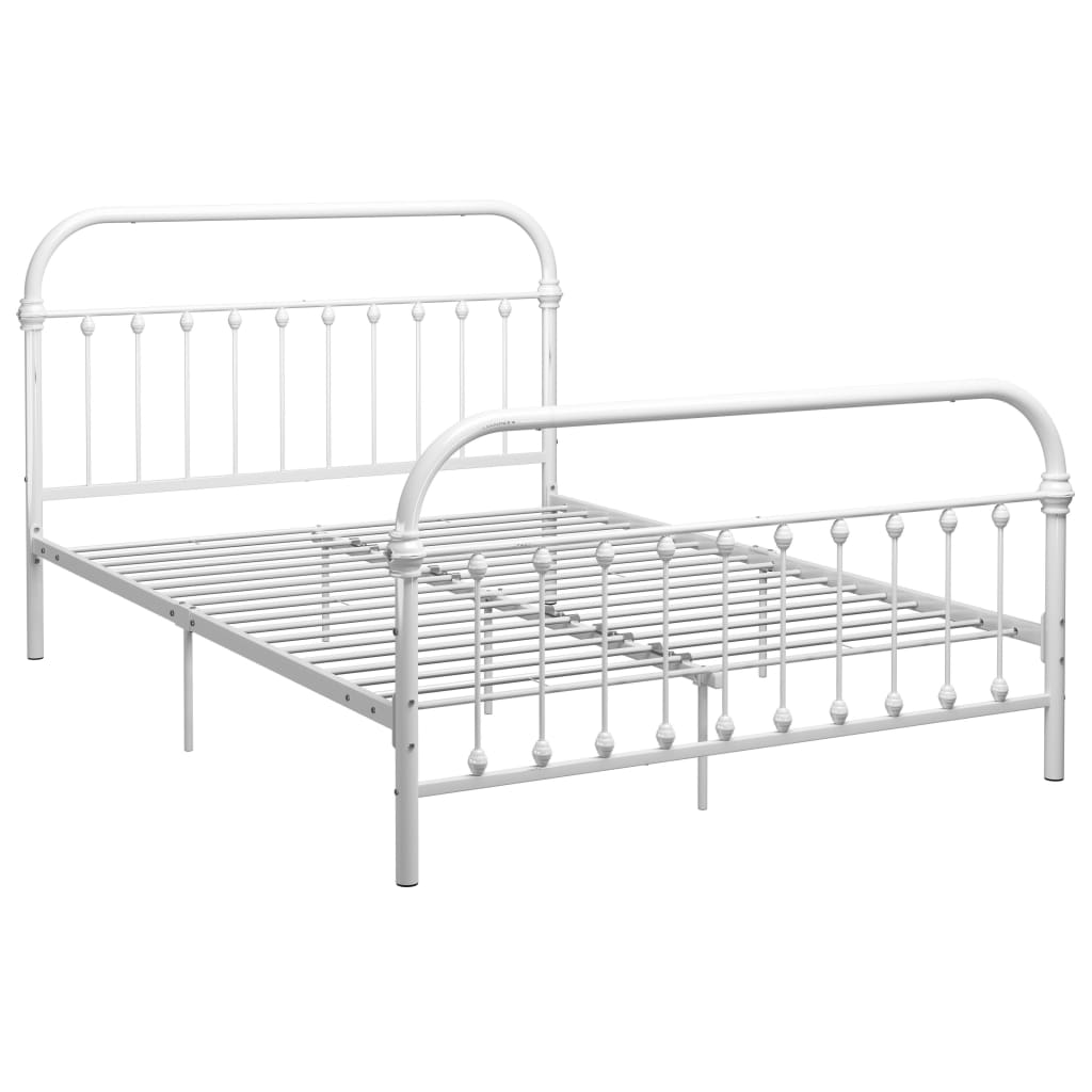 vidaXL Bed Frame without Mattress with Headboard White 160x200 cm Metal