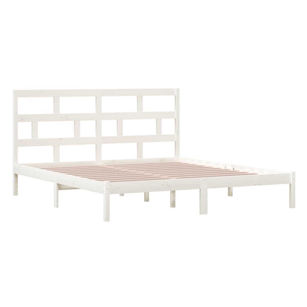 vidaXL Bed Frame without Mattress White Super King Solid Wood