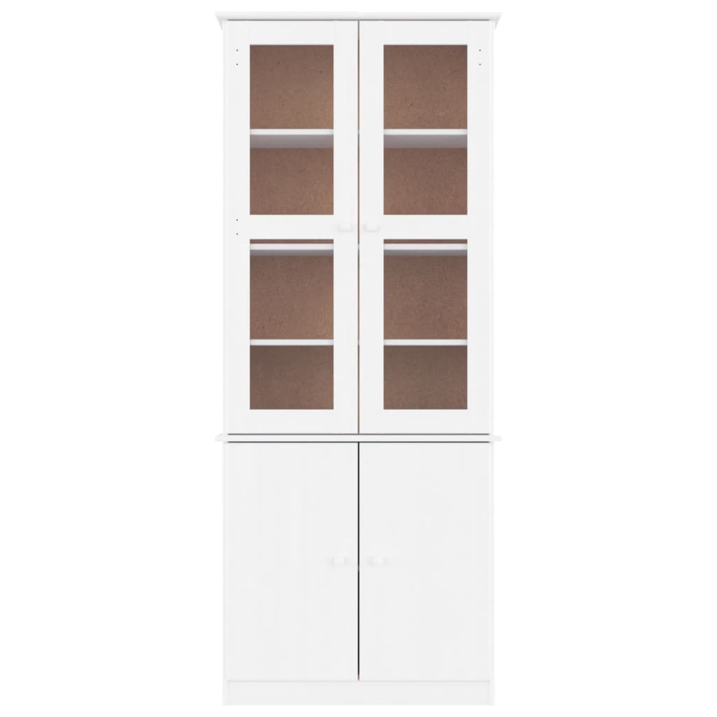 vidaXL Glass Display Cabinet ALTA White 77x35x186.5 cm Solid Wood Pine