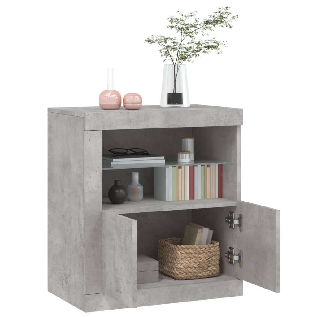 vidaXL Sideboard with LED Lights Concrete Grey 60.5x37x67 cm