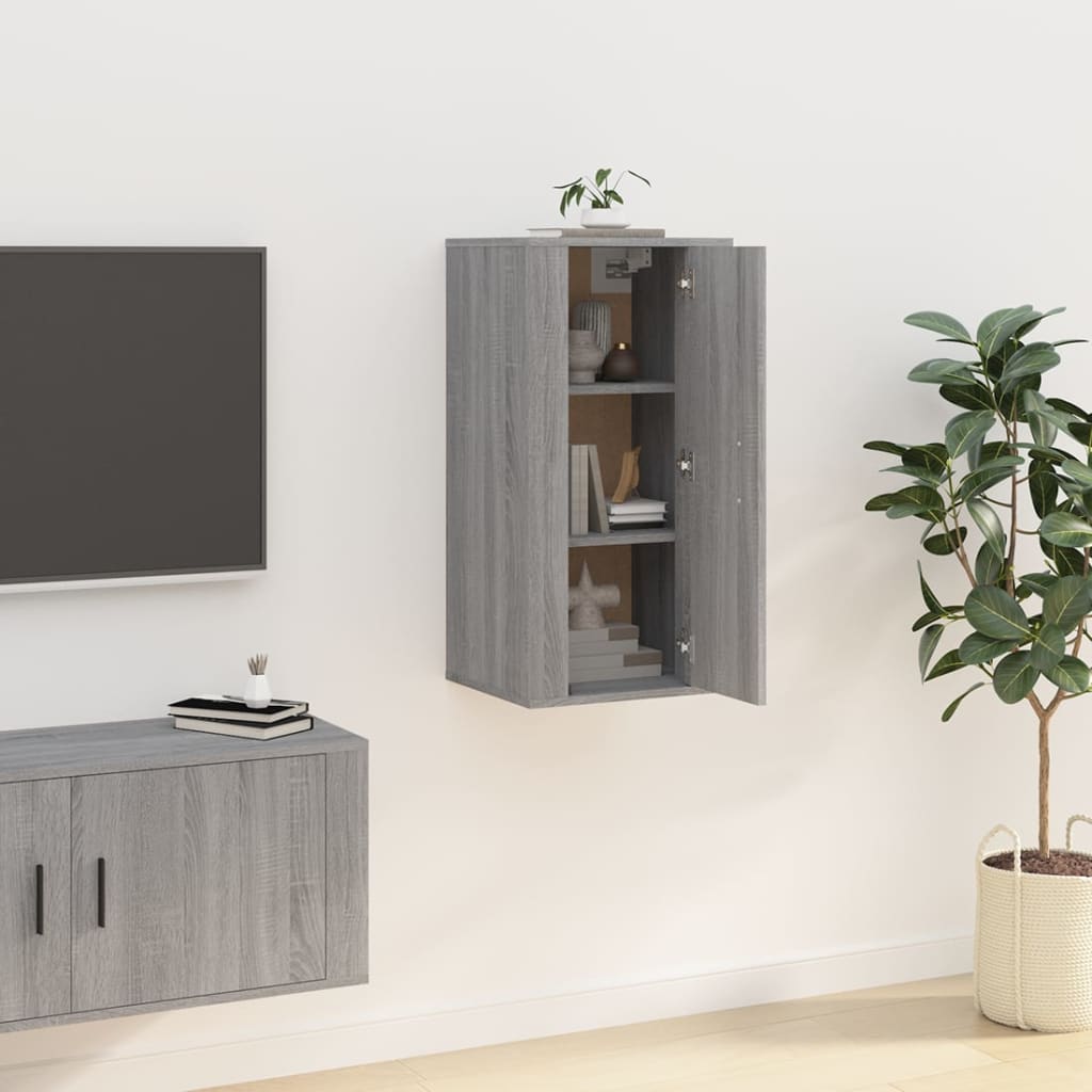 vidaXL Wall Mounted TV Cabinet Grey Sonoma 40x34,5x80 cm