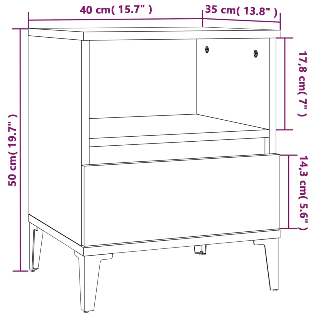 vidaXL Bedside Cabinet High Gloss White 40x35x50 cm