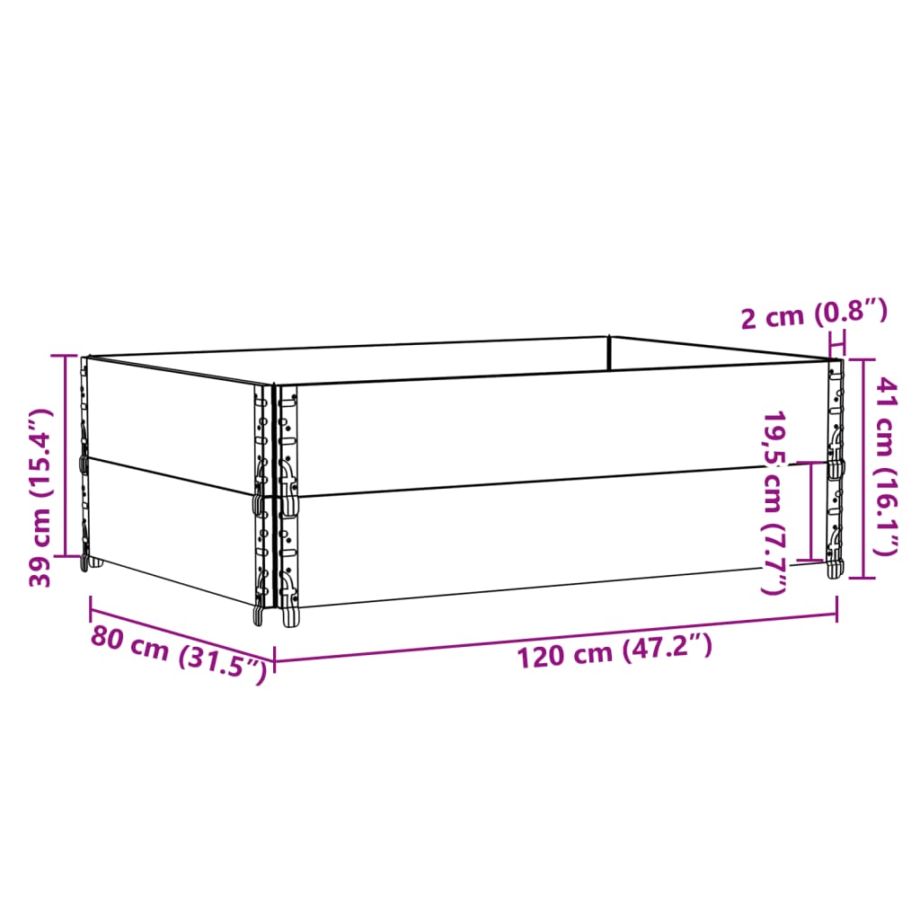 vidaXL Pallet Collars 2 pcs 120x80 cm Solid Wood Pine