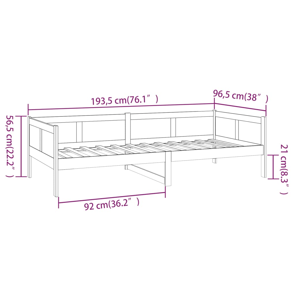 vidaXL Day Bed without Mattress White Solid Wood Pine 90x190 cm Single