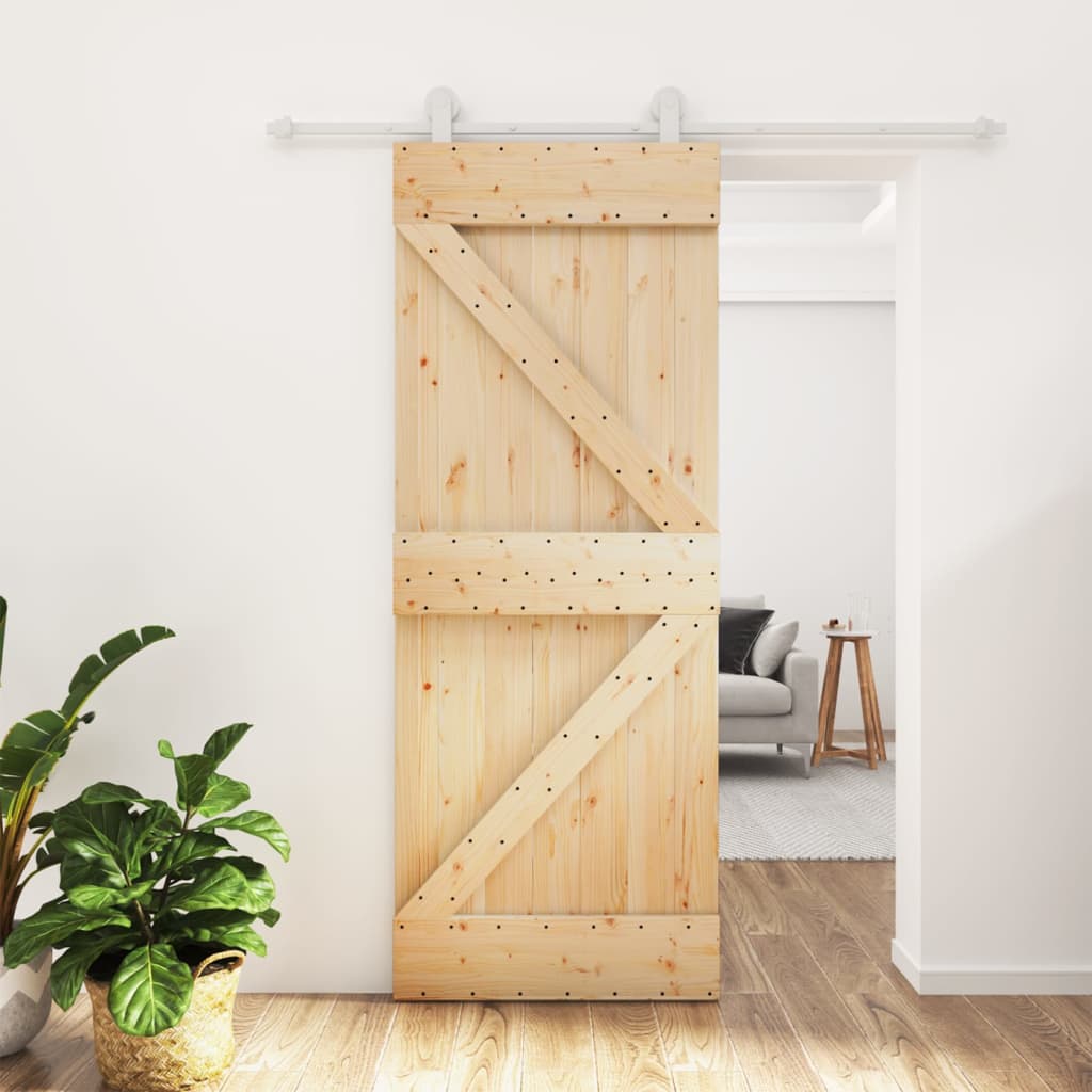 vidaXL Sliding Door with Hardware Set 80x210 cm Solid Wood Pine