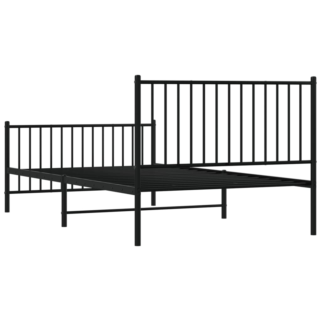 vidaXL Metal Bed Frame without Mattress with Footboard Black 107x203 cm