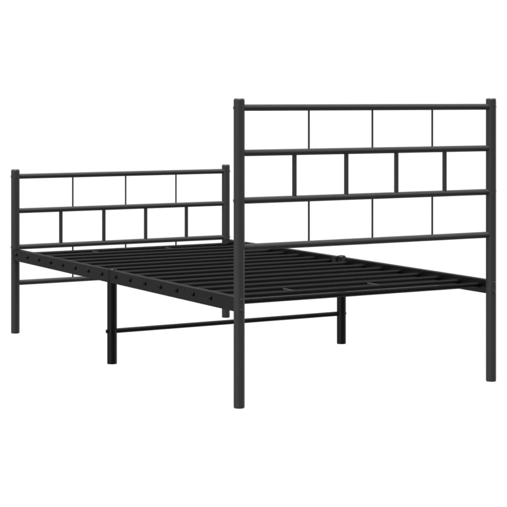 vidaXL Metal Bed Frame without Mattress with Footboard Black 100x200 cm