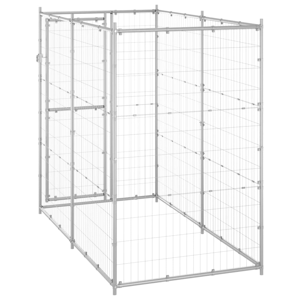 vidaXL Outdoor Dog Kennel Galvanised Steel 110x220x180 cm