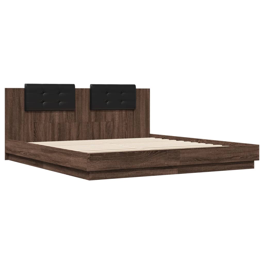 vidaXL Bed Frame without Mattress Brown Oak 180x200 cm Super King