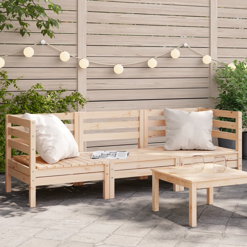 vidaXL Garden Sofa 3-Seater Solid Wood Pine