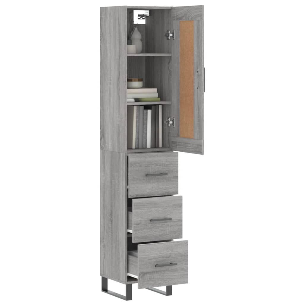 vidaXL Highboard Grey Sonoma 34.5x34x180 cm Engineered Wood