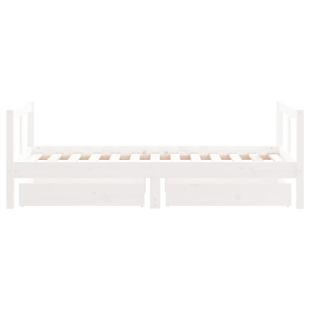 vidaXL Kids Bed Frame with Drawers White 80x160 cm Solid Wood Pine