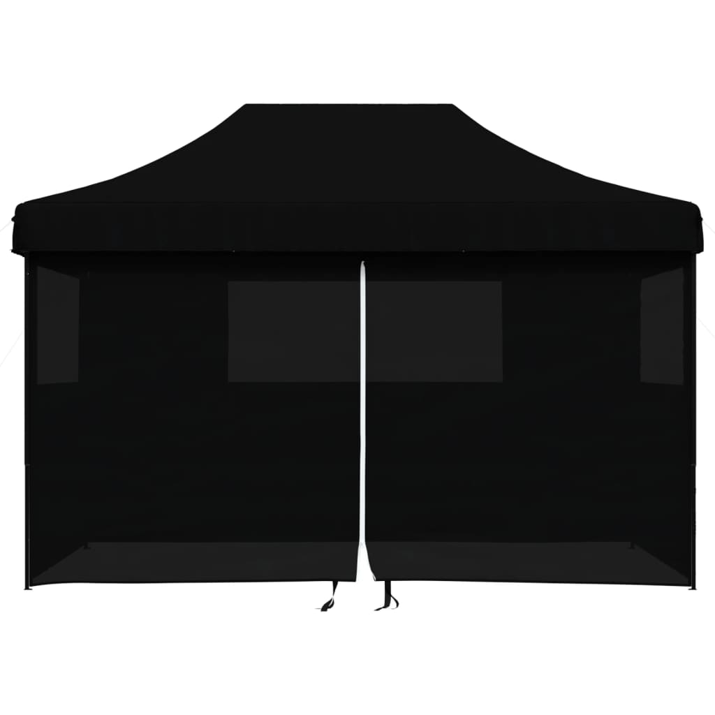 vidaXL Foldable Party Tent Pop-Up with 4 Sidewalls Black