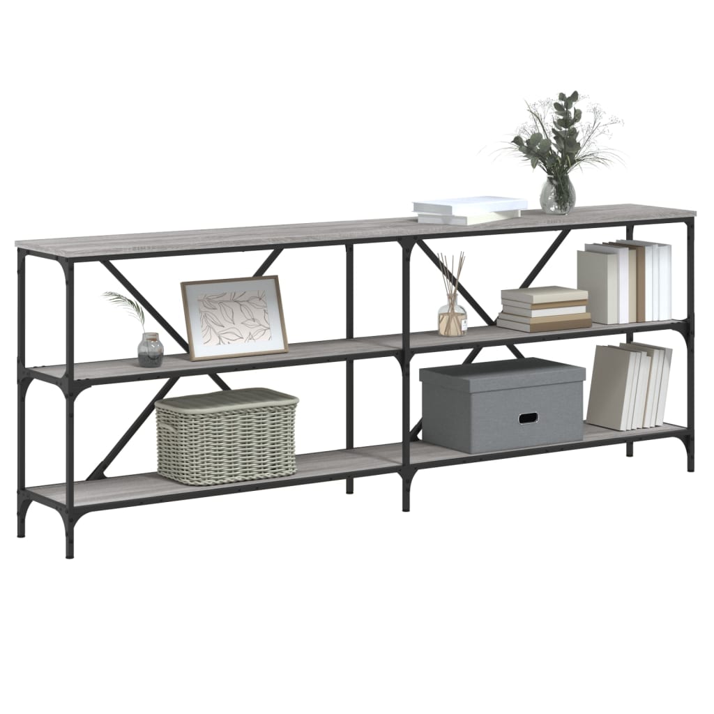 vidaXL Console Table Grey Sonoma 200x30x75 cm Engineered Wood and Iron