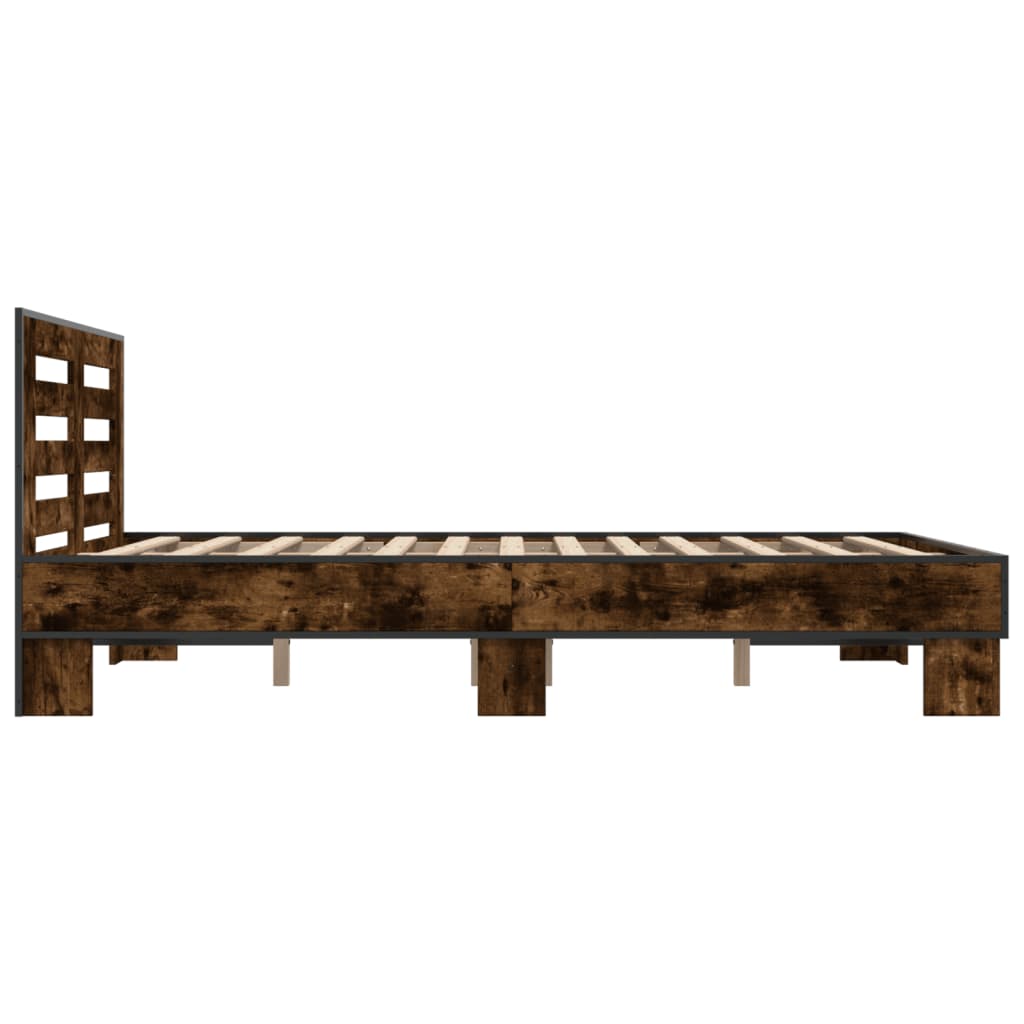 vidaXL Bed Frame without Mattress Smoked Oak 140x200 cm