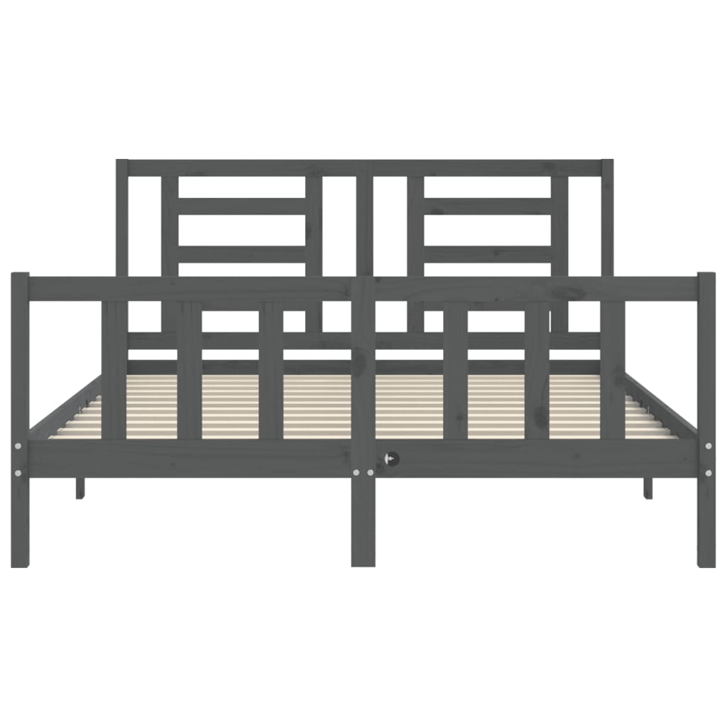 vidaXL Bed Frame without Mattress Grey King Size Solid Wood Pine