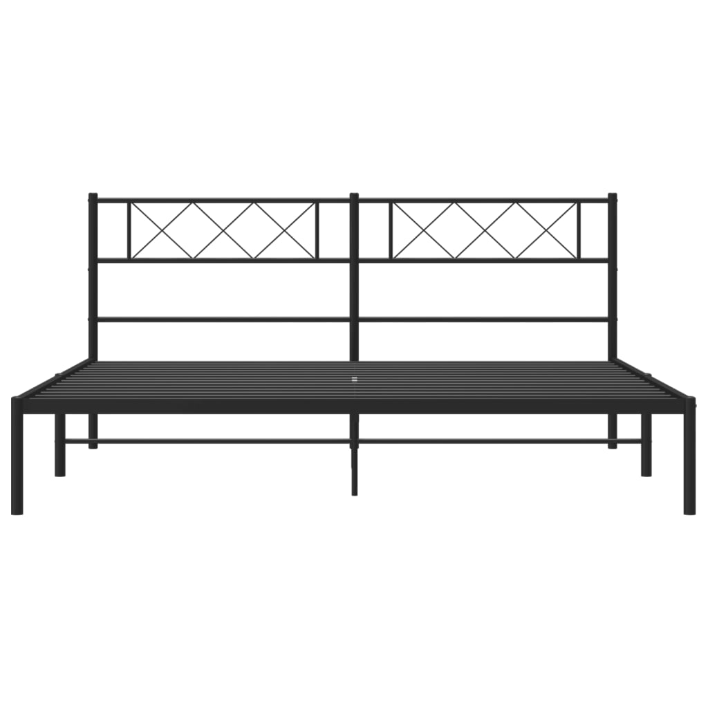 vidaXL Metal Bed Frame without Mattress with Headboard Black 193x203 cm