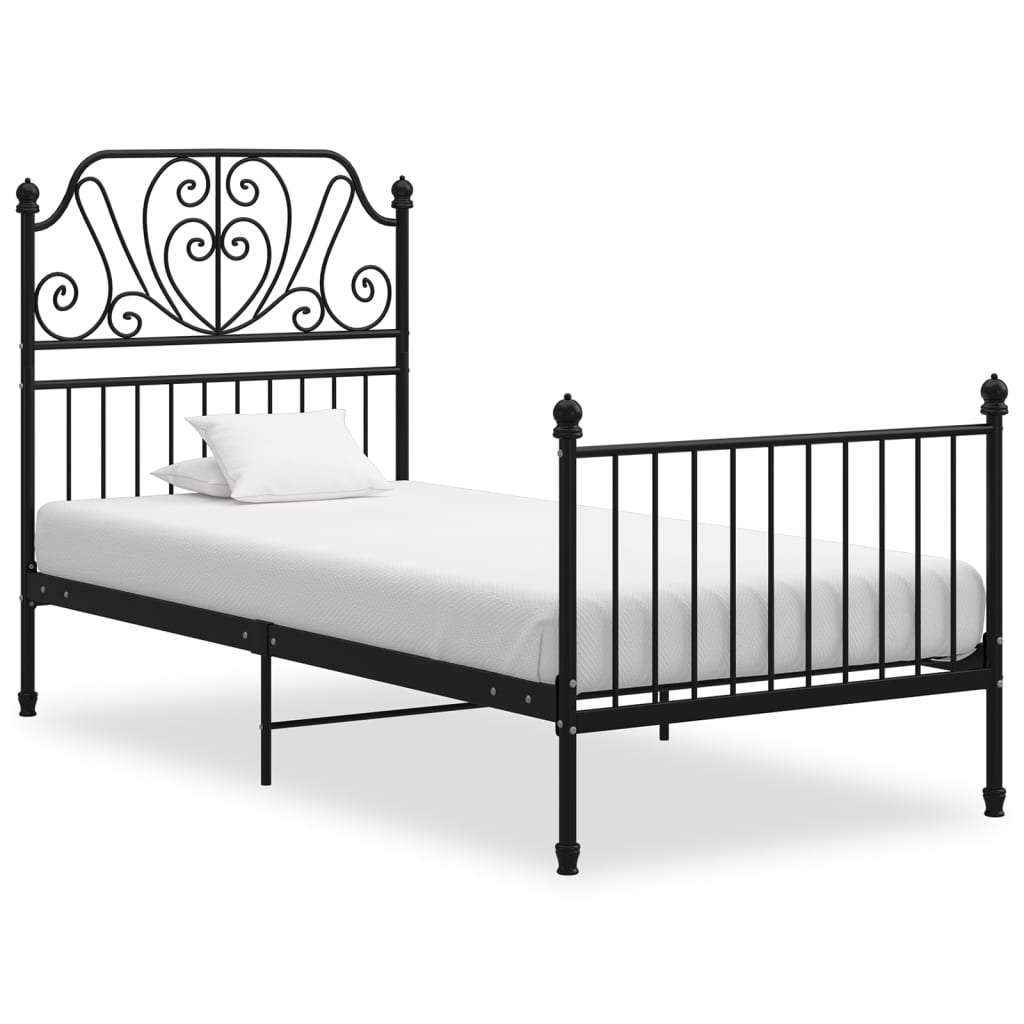 vidaXL Bed Frame without Mattress Black Metal 100x200 cm