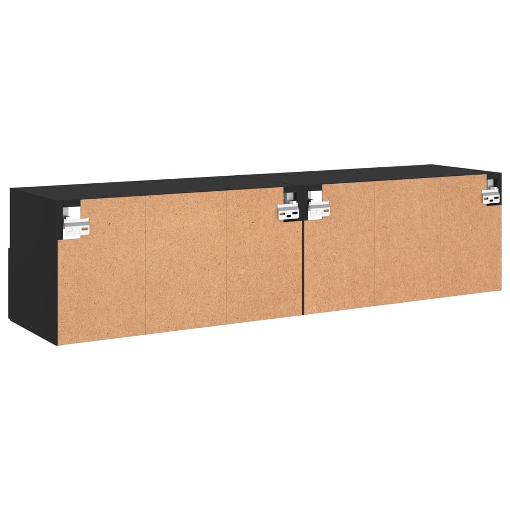 vidaXL TV Wall Cabinets 2 pcs Black 60x30x30 cm Engineered Wood