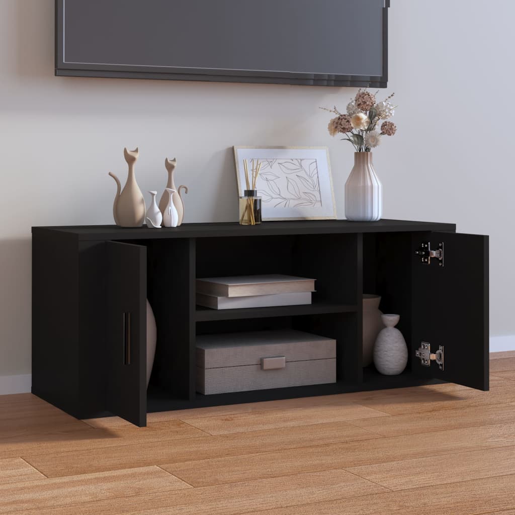 vidaXL TV Cabinet Black 100x35x40 cm Engineered Wood