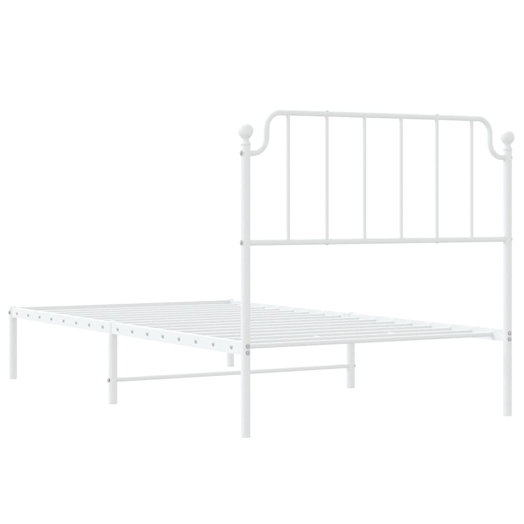 vidaXL Metal Bed Frame without Mattress with Headboard White 100x190 cm