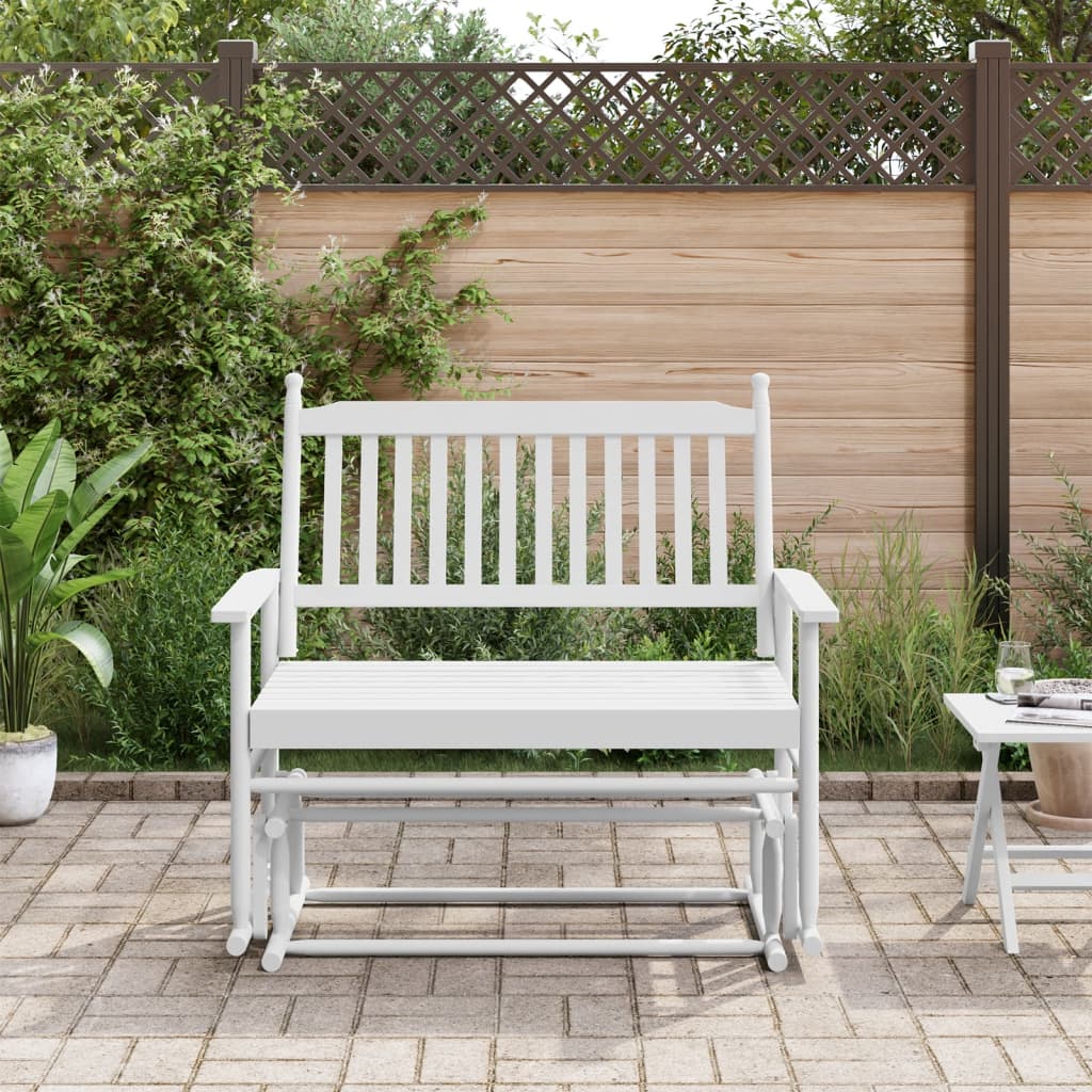 vidaXL Glider Bench White 118x70x104.5 cm Solid Wood Poplar