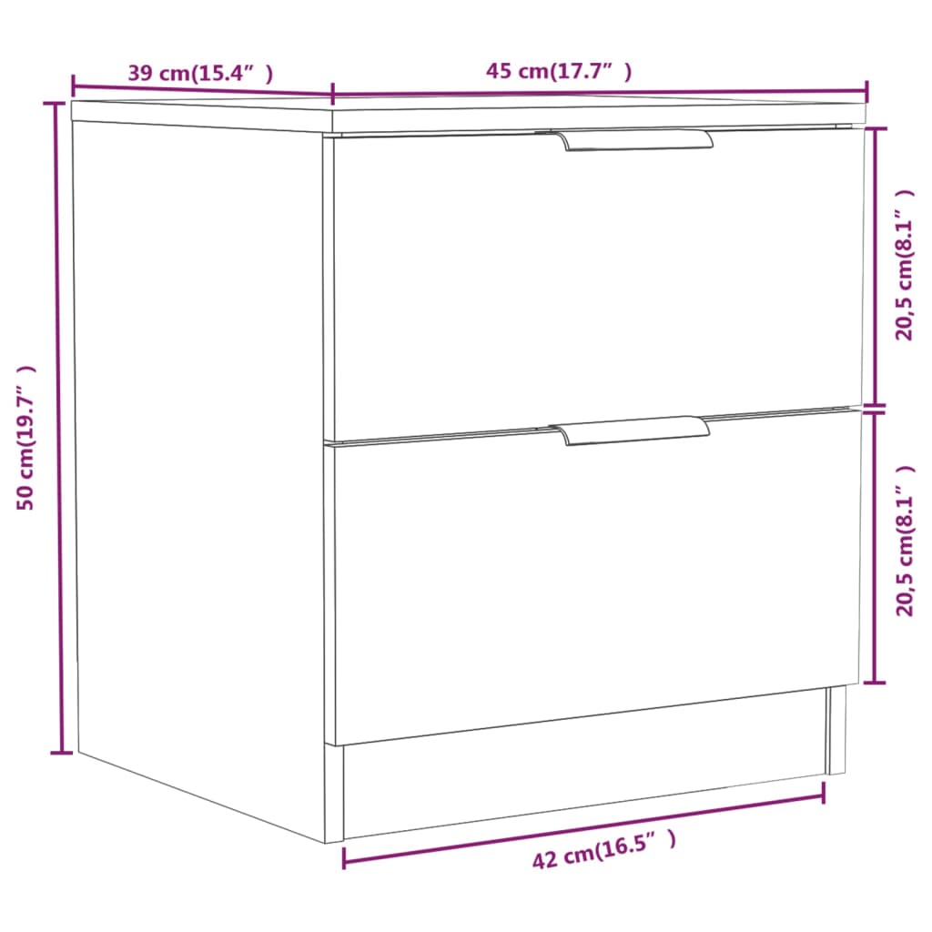 vidaXL Bedside Cabinets 2 pcs Sonoma Oak Engineered Wood