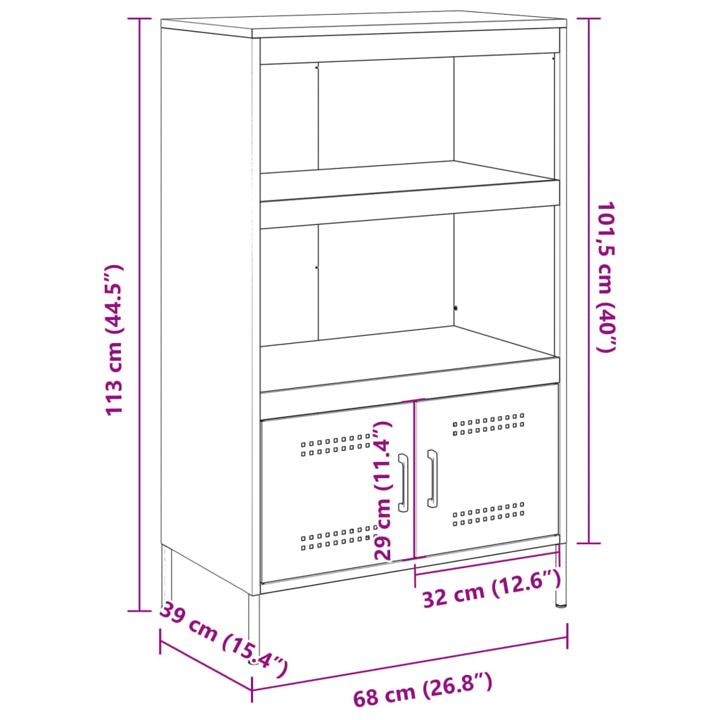 vidaXL Highboard Black 68x39x113 cm Steel